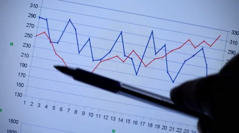 Analysing business data on spreadsheet Stock Footage 61297703