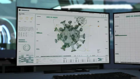 Analysing the deep structures of the virus strain. Identifying Covid-19. UI. Stock Footage 147749607