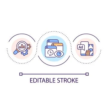 Analysing online advertising efficiency loop concept icon Stock Illustration