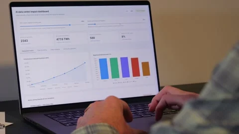 Analysis of AI Data Center Statistics Logistics Stock Footage 335424669