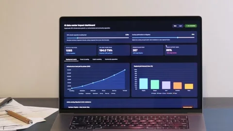 Analysis of AI Data Center Statistics Logistics Stock Footage 335424684