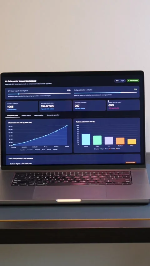 Analysis of AI Data Center Statistics Logistics Stock Footage 335424692