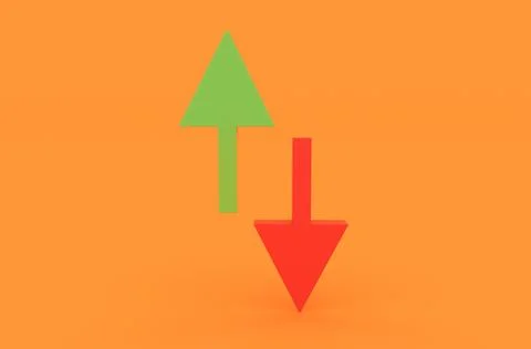 Analysis up and down sign 3d rendering creative concept, Opposite directions Illustrazione stock