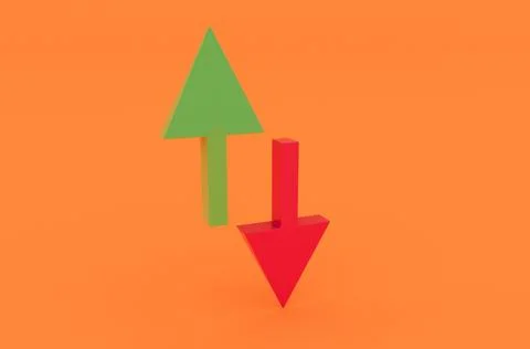 Analysis up and down sign 3d rendering creative concept, Opposite directions Stockillustratie