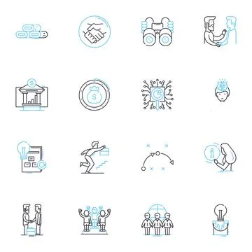Analysis and graphs linear icons set. Metrics, Trends, Patterns, Visualization 스톡 일러스트