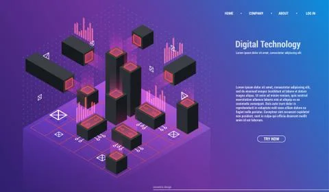 Analysis and Investment. Data visualization concept. 3d isometric vector 스톡 일러스트