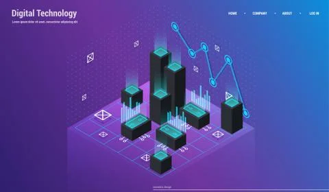 Analysis and Investment. Data visualization concept. 3d isometric vector Illustrazione stock