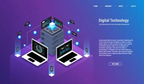 Analysis and Investment. Data visualization concept. 3d isometric vector Stock Illustration