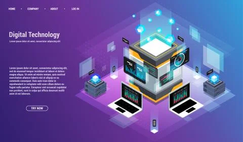 Analysis and Investment. Data visualization concept. 3d isometric vector Illustrazione stock