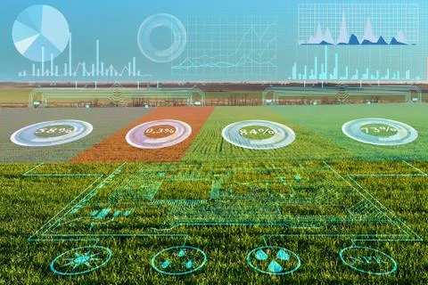 Analysis and processing of data on plant growth in the field. Scheduling and Stock Photos