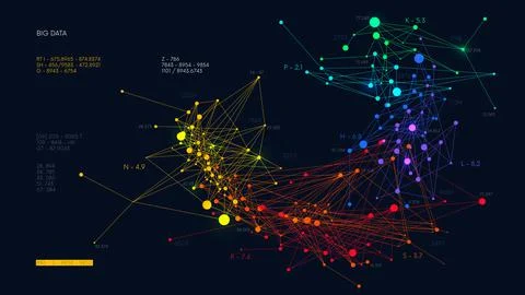 Analysis and sorting financial big data, digital visualization information ne Stock-Illustration