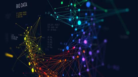 Analysis and sorting financial big data, digital visualization information ne Illustrazione stock