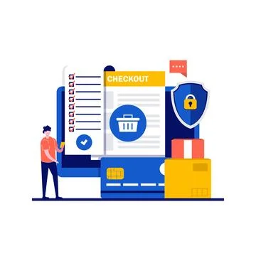 Analysis and statistic online services concepts with character. Paper bill .. Stock Illustration