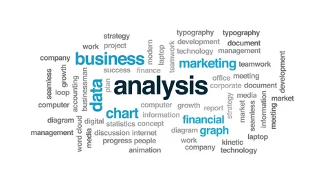 Analysis animated word cloud. Kinetic typography. Stock Footage 107938446