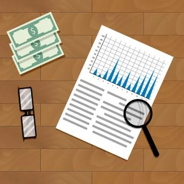 Analysis of annual financial statistics Stock Illustration