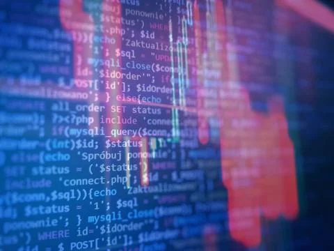 Analysis background. Statistic concept.Computer code and stock graph chart on Stockfoto's