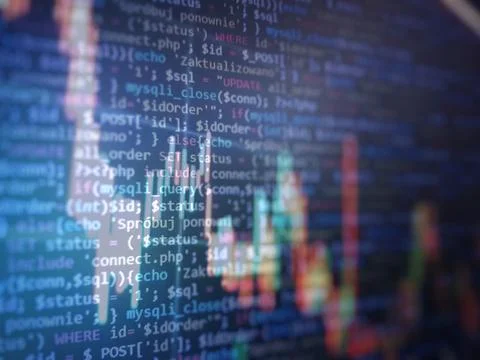 Analysis background. Statistic concept.Computer code and stock graph chart on Stock Photos