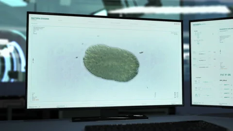 Analysis Of A Bacteria Dividing Process Via High Tech Microscope Program Vídeos de archivo 224204505