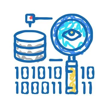 Analysis binary digital processing icon doodle illustration 스톡 일러스트