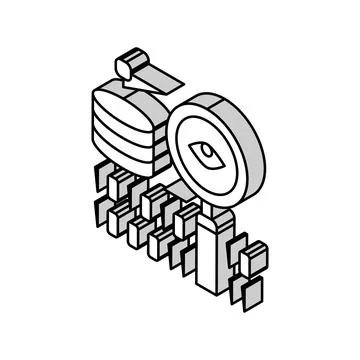 Analysis binary digital processing isometric icon vector illustration Stock Illustration