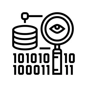 Analysis binary digital processing line icon vector illustration Stock Illustration