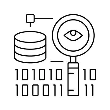 Analysis binary digital processing line icon vector illustration Stock Illustration