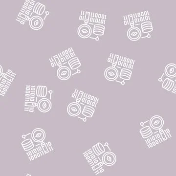 Analysis binary digital processing line seamless pattern Stock Illustration