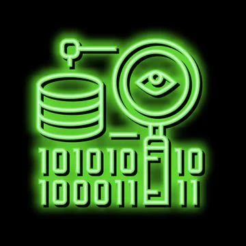 Analysis binary digital processing neon glow icon illustration イラスト素材