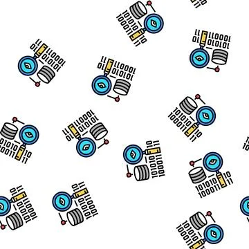 Analysis binary digital processing vector seamless pattern Stock Illustration