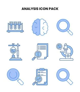 Analysis Blue Design Icons Pack Stock Illustration