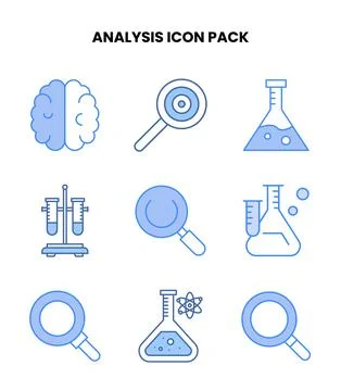Analysis Blue Scalable Icons Pack Stockillustratie