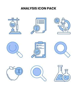 Analysis Blue Vector Icons Pack 스톡 일러스트