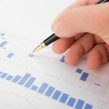 Analysis of business graphs Stock Photos