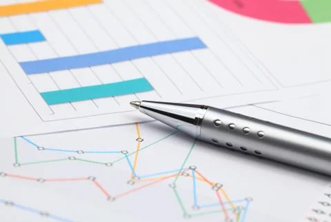Analysis of business graphs Stock Photos