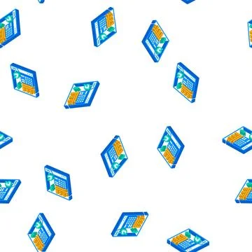 Analysis chia cryptocurrency isometric icon seamless pattern イラスト素材