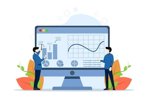 Analysis concept, professional analysis chart on computer monitor. Stock Illustration