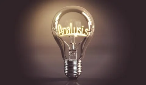 Analysis concept - shining light bulb - 3D illustration Illustrazione stock
