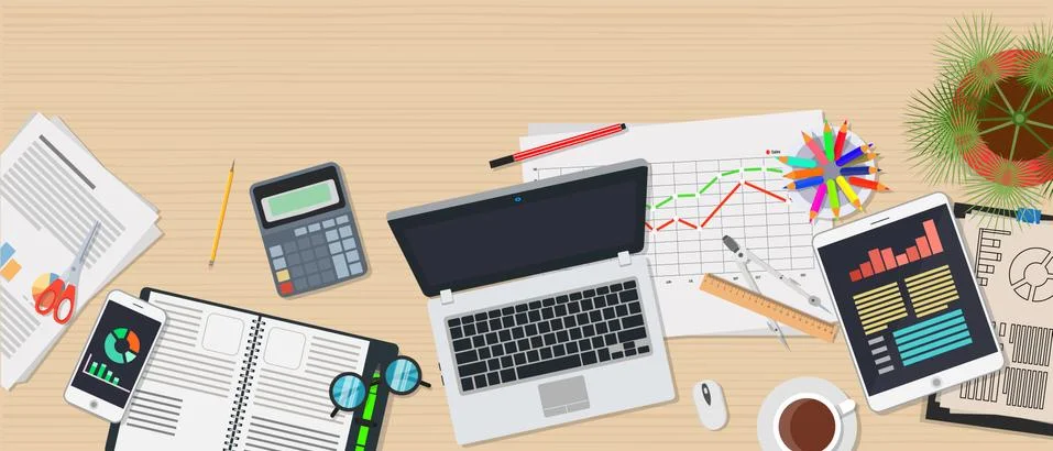 Analysis data and planning concept vector flat illustration design printed we Illustrazione stock