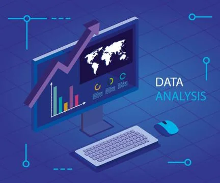 Analysis data with computer and infographic Illustrazione stock