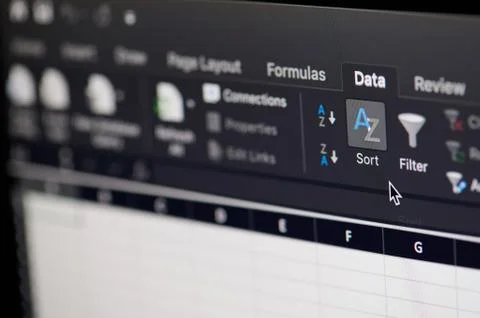 Analysis data in microsoft office excel software Stock Photos