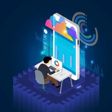 Analysis data mobile Stock Illustration