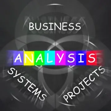 Analysis displays analyzing business systems and projects Stock Illustration