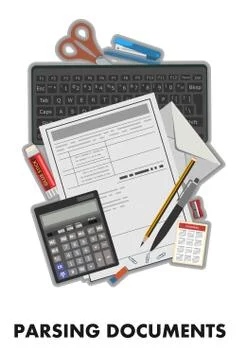 Analysis of documentation. Putting financial affairs in order. Remote audit o Stock Illustration