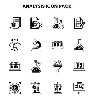 Analysis DuoTone Bundle Icons Pack Stock Illustration