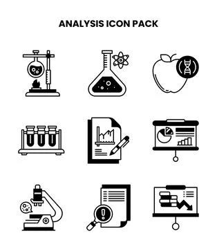 Analysis DuoTone Bundle Icons Pack Stock Illustration