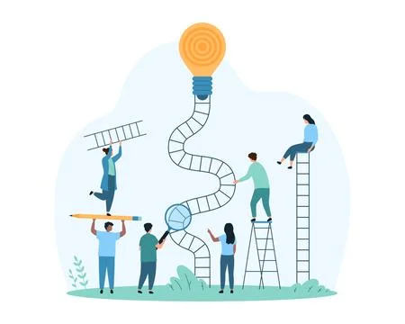 Analysis of easy paths to goal by tiny people, success development, leadership 스톡 일러스트