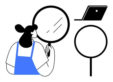 Analysis, education, research, investigation, problem solving, assessment. Wo Stock Illustration
