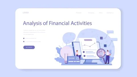 Analysis of financial activities web banner or landing page. Stock Illustration