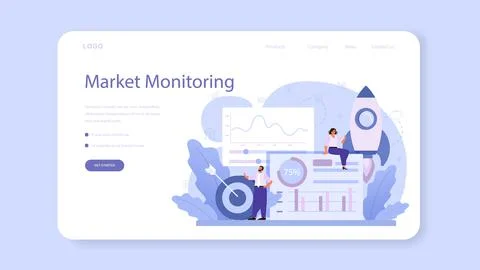 Analysis of financial activities web banner or landing page. Stock Illustration
