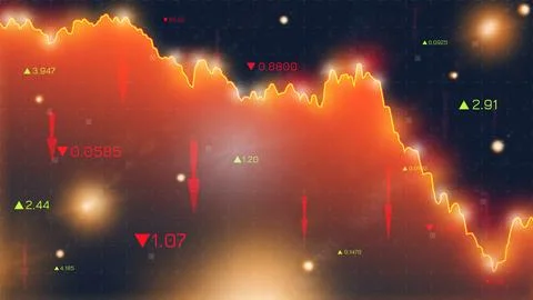Analysis of financial chart showing decline in money value and market trends Stock Illustration